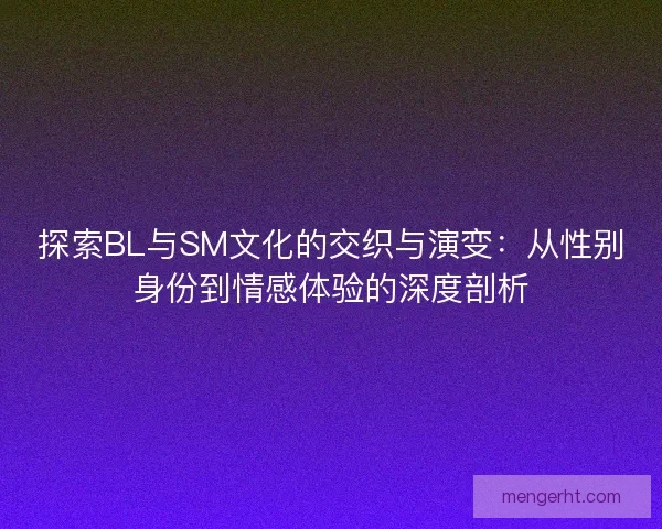 探索BL与SM文化的交织与演变：从性别身份到情感体验的深度剖析