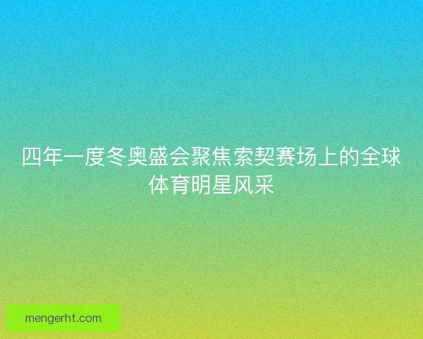 四年一度冬奥盛会聚焦索契赛场上的全球体育明星风采