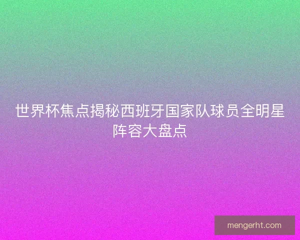 世界杯焦点揭秘西班牙国家队球员全明星阵容大盘点