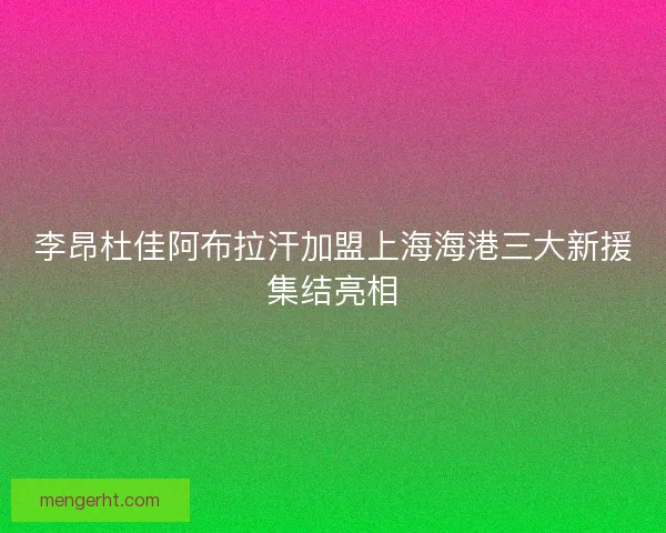 李昂杜佳阿布拉汗加盟上海海港三大新援集结亮相